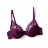 Purple lace brassere ribbon steel ring anti sagging bra retro French style Lingerie sexy women's underwear HR2635