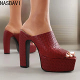 NASBAVI Summer New Styles Fashion High-heeled Waterproof Women's Slippers Outside Open Toe Party Women's Shoes High 13.5cm