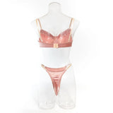 Seamless 2 Pieces Sexy Bra Set Women Satin Lingerie Underwear Patchwork Bras and Thongs Suits Attractive Bilizna Intimate Set