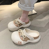 2026 New DIY Lace-up Fashion Clogs For Women Platform Slippers Thick Sole Summer Shoes Female Street Sandals Home Beach Slides