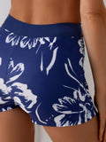Vintage Navy Floral Print Bikini Set 2026 Women Push Up Bra High Waist Swimsuit Summer Bathing Suit Holiday Two Piece Swimwear