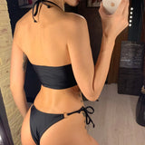 Sexy High Cut Leopard Bikini Women Swimwear Female Swimsuit Two-Pieces Bikini Set Lace Up Bather Bathing Suit Swim V1708