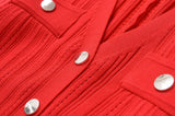 Foridol Red Knitted Polo Dress Autumn Winter Women Dress Casual Elegant Maxi A-line Hollow Out  Dress Slim Christmas Party