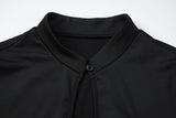 FDYOUI Fashion Stand Collar Button Hollow Out T-shirt for Women 2026 Sexy Short Sleeve Slim Cropped T Shirts Black Wine Red Tops