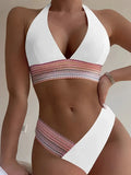 Halter Bikini 2025 Solid Bandage Swimsuit Women Padded High Cut Swimwear Female Bathers Bathing Swimming Swim Suit Beachwear