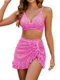 S - XXL Plaid V Neck Skirt Female Swimsuit High Waist Bikini Women Swimwear Two-pieces Bikini set Bather Bathing Suit Swim V6951
