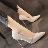 High Heels Women with  Spring and Autumn Pointy Women's Shoes Dress Wedding Shoes Temperament Banquet Single Shoes