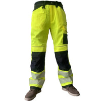 Reflective Stripe Pants Multi Pockets Cotton Construction Work Pants for Men Ouddoor Road Workwear Trousers Safety Cargo Pants