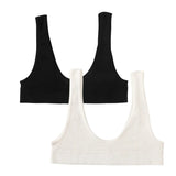 2Pcs/Set Women Non-wire Bra Crop Top Seamless Underwear Female Plunge Bra Tops Ribbed Sexy Lingerie Sports Intimates