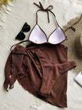 With Skirt Wrinkled Bra Cup Bikini Female Swimsuit Women Swimwear Three-pieces Bikini Set Push Up Bathing Suit Swim Beachwear