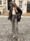 Foridol Leopard Print Wide Leg Long Pants Women Spring Summer Straight Fashion New Pants Zip Casual Female Pantalones 2025
