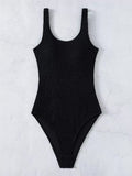 Ladies Solid Stripe One-Piece Swimsuit Comfortable Strap Offers Best Support Fashionable Design for Summer Beach And Pool Days