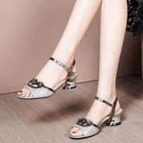 Women Floral Sandals for Outdoor 2026Luxury Designer Chic Woman Beach Fashionable Elegant High Heels Sandalias De Mujer