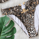 9 Colors Sexy Bikini Women Swimwear Swimsuit High Waist Metal Decor Leopard Print Female Bikinis Set Bathing Suit Beach Biquinis