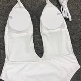 Sexy Deep V Neck Wrap Around Female Swimwear One Piece Swimsuit Women Backless Monokini High Leg Cut Bathing Suit Swim Beachwear