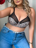 Women's Oversized Underwear With Pull-up And Anti Sagging Black Leopard Print Lace Design Suitable For Plump Women XL-4XL A2551