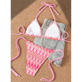 Printed Halter Bikini Female Swimsuit Women Swimwear Two-Pieces Bikini Set High Leg Cut Strappy Bather Bathing Suit Swim V8176
