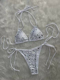 DEKA Luxury Black Diamond Bikini Women Sexy Rhinestone Push Up Mini Swimsuit Brazilian Beach Bathing Suit Thong Swimwear Biquini