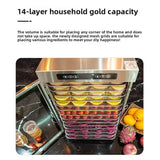 14 Trays Food Dehydrator Fruit dryer Stainless Steel Machine  1200W Household Vegetables Fruit Dryer with Digital Timer for Home