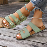 2026 Summer Fashion Women's Buckle Sandals New Sexy Open Toe Casual Sandals Comfortable Platform Shoes Flat Slippers Zapatos