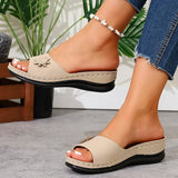 Lightweight Wedges Slippers Women 2025 Summer Flower Decor Thick Sole Sandals Woman Plus Size 36-43 Platform Beach Flip Flops