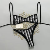 Crochet Striped Brazilian Bikini Women Swimsuit Female Swimwear Two-pieces Bikini Set High Leg Cut Bather Bathing Suit Swim Lady