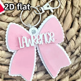 Single Acrylic Bow Keychain, Personalized Scalloped Bow Name Tag, Custom Name Plate, Pretty Bow Bag Charm – 1 Piece