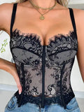 Black Lace Sexy Hollow Fishbone Bra Pure Desire Tight Strap Shaping Outer Wear With Chest Pads Tube Top Elegant For Women WO8D