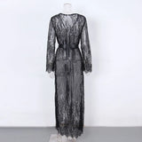 S - XL Sexy Sheer Crochet Lace Tunic Beach Cover Up Beach Cover-ups Long Beach Dress Beach Wear Beachwear Female Women V1318