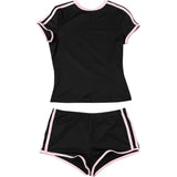 2026 New Women's Sexy Hot Girl Slim Fit Crop Top Shorts Set Solid Color Block High Waist Shorts Two Piece Outfit