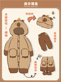 Adult Capybara Robes Onesies Pajamas Cartoon Pyjama Animal Kigurumi Slipper Halloween Cosplay Costumes Warm Sleepwear Jumpsuit