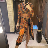 S - XXL 3PCS New Printed Long Sleeve With Pants Sarong Women Swimwear One Piece Swimsuit Female Bather Bathing Suit Swim V7180