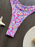 Sexy Colorful Floral Printed Bandeau Bikini Female Swimsuit Women Swimwear Two-pieces Bikini set Bather Bathing Suit Swim