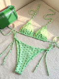 New Retro Polka Dot Tie Side Bikini Set for Women, Sexy Push Up Halter Neck Swimwear, High Waist Beach Bathing Suit, Summer