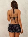 With Shorts Polka Dot Halter Mini Micro Thong Bikini Female Swimsuit Women Swimwear Three-pieces Bikini Set Bathing Suit Swim