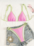 Sexy Orange Print Micro Bikini 2026 Women Double Strap Push Up Bra Hollow Out Thong Swimsuit Beach Bathing Suit Holiday Swimwear