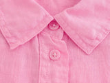 Foridol Casual 2 Pcs Shorts Women Set Linen Cotton Pink Oversize Buttons Shirt+shorts Outfits Summer Autumn White Fashion Set
