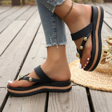 Classic Platform Slippers for Women 2026 Summer Clip Toe Flip Flops High Quality Leather Sandals for Women