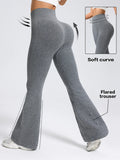 Seamless High-Waisted Flare Pants Autumn Winter Women Trousers Yoga Clothes Stretchy GYM Flare Leg Tummy Control Slim-Fit Pants