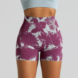 Tie Dye High Waisted Butt Lifting Yoga Shorts for Women, Breathable Sport Shorts with Four-Way Stretch - Gym, Running, Workout