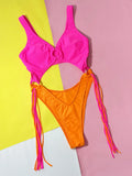 DEKA Long Tassel One Piece Swimwear Hollow Out Women Backless Swimming Suit Cut Out Halter Cross Swimsuit Female Beachwe Bathing