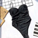 New Sexy High Cut Leopard Push Up Bra Cup One Piece Swimsuit Female Swimwear Women Bather Bandeau Bathing Suit Swim Lady V1654