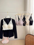 MOYISU Seamless French Bra Women Halterneck Lace Bustier One Cup Strappy Back Sexy Elegant Support CA Fast Delivery Comfort Wear