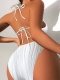 Monokini 2026 Drawstring Swimsuit One Piece Sexy Solid Hollow Swimwear Women Bathing Swimming Swim Suit Padded Beachwear Summer