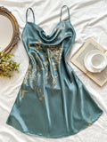 Hot style Women's Cherry Print Nightdress Casual sexy ladies pajamas slip dress for All Seasons