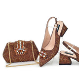doershow  beautiful Italian Shoes And Bag Sets For Evening Party With Stones Italian Leather Handbags Match Bags!  HGH1-1
