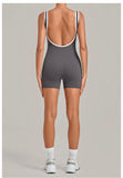 Color Blocking Brushed Yoga Jumpsuit Women Hollow Out Backless Tight Sport One Piece Suit Gym Running Exercise Fitness Bodysuits