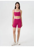 Women's 2-piece Yoga Set Fake Two-Piece Color-Block White Stripe Camisole Running Sports Bra Shorts Yoga Outfit Set