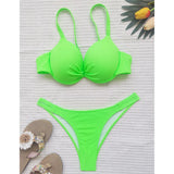 Sexy Underwired Bra Cup High Leg Cut Bikini Women Swimwear Female Swimsuit Two-Pieces Bikini Set Bather Bathing Suit Swim V3151