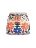 S - XL New Floral Printed With Skirt Women Swimwear V Neck High Leg Cut Bather Bathing Suit Swim One Piece Swimsuit Female K8041